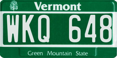 VT license plate WKQ648