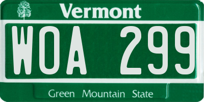 VT license plate WOA299