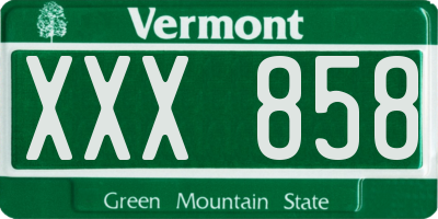 VT license plate XXX858