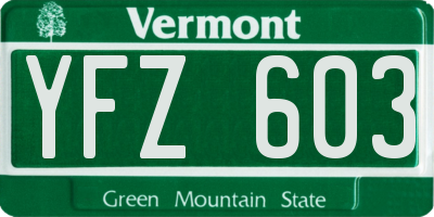VT license plate YFZ603