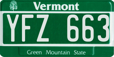 VT license plate YFZ663