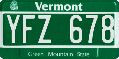 VT license plate YFZ678