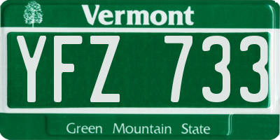 VT license plate YFZ733