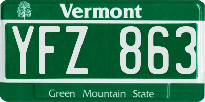 VT license plate YFZ863