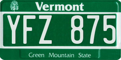 VT license plate YFZ875
