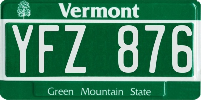 VT license plate YFZ876