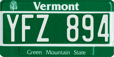VT license plate YFZ894