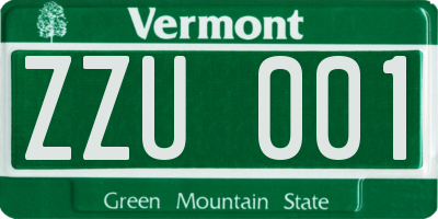 VT license plate ZZU001