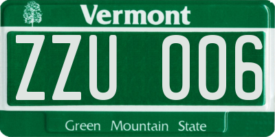 VT license plate ZZU006
