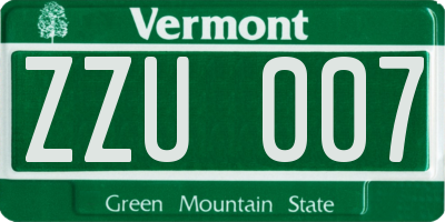 VT license plate ZZU007