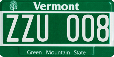 VT license plate ZZU008