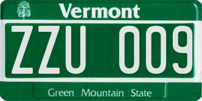VT license plate ZZU009