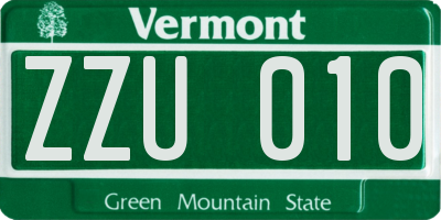 VT license plate ZZU010