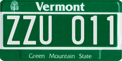 VT license plate ZZU011