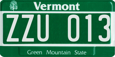 VT license plate ZZU013