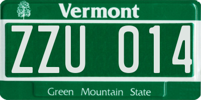 VT license plate ZZU014
