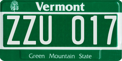 VT license plate ZZU017