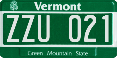 VT license plate ZZU021