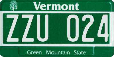 VT license plate ZZU024