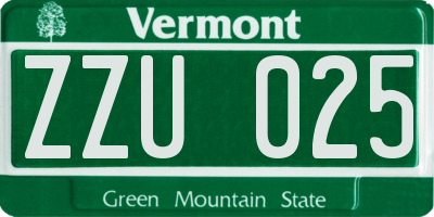 VT license plate ZZU025