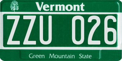 VT license plate ZZU026