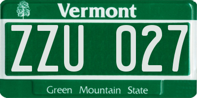 VT license plate ZZU027
