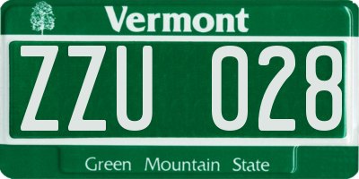 VT license plate ZZU028