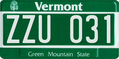 VT license plate ZZU031