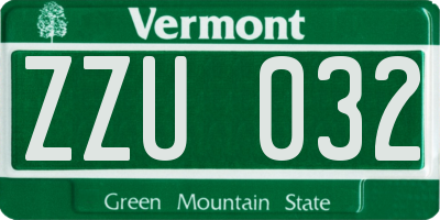 VT license plate ZZU032