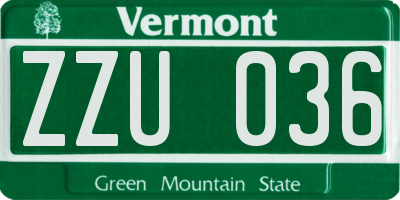 VT license plate ZZU036