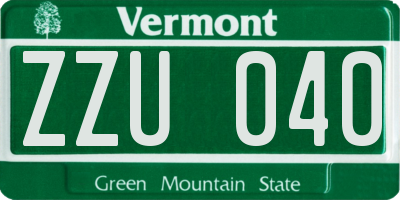 VT license plate ZZU040