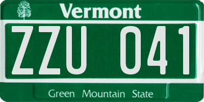 VT license plate ZZU041