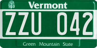 VT license plate ZZU042