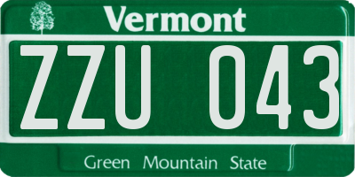 VT license plate ZZU043