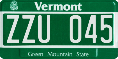 VT license plate ZZU045