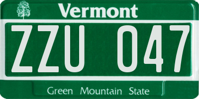 VT license plate ZZU047