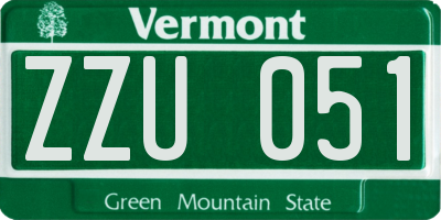 VT license plate ZZU051