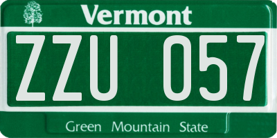 VT license plate ZZU057