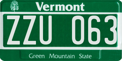 VT license plate ZZU063