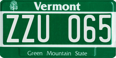 VT license plate ZZU065