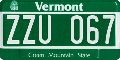 VT license plate ZZU067