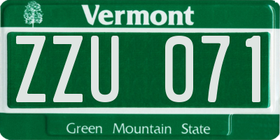 VT license plate ZZU071
