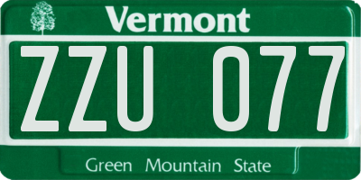 VT license plate ZZU077