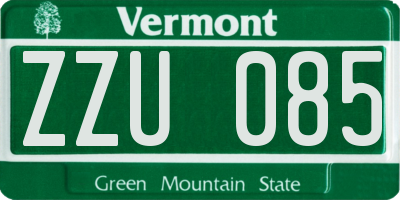VT license plate ZZU085