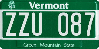 VT license plate ZZU087