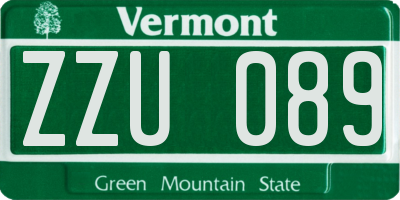 VT license plate ZZU089