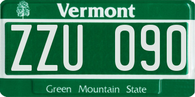 VT license plate ZZU090