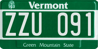 VT license plate ZZU091