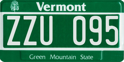 VT license plate ZZU095