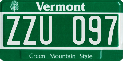 VT license plate ZZU097